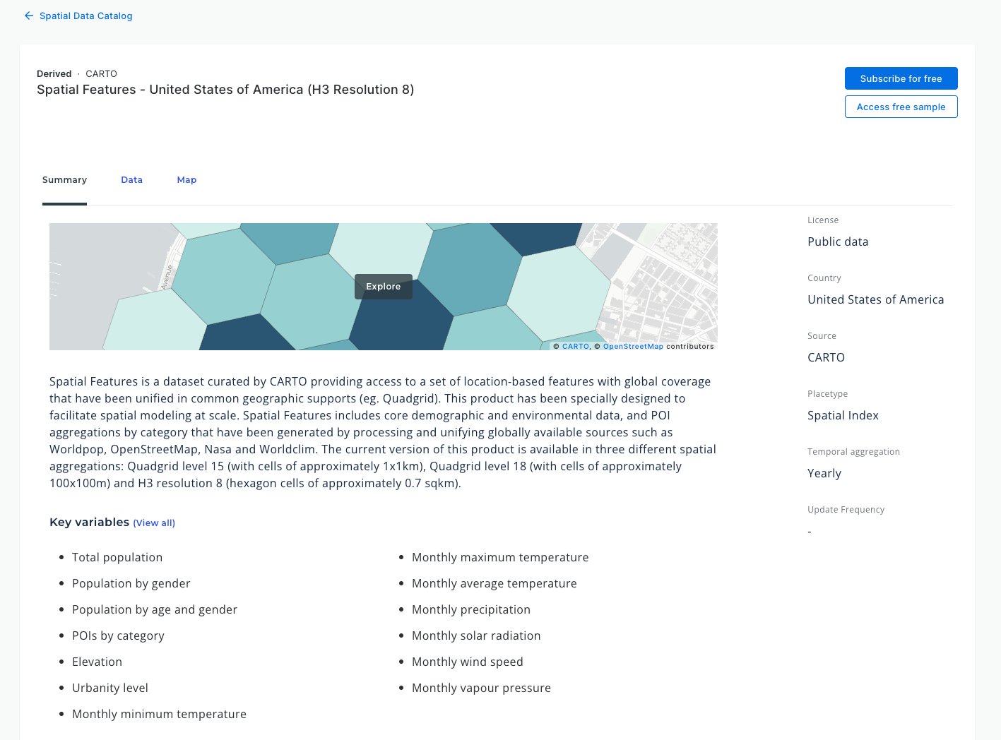 A screenshot of CARTO's Data Observatory